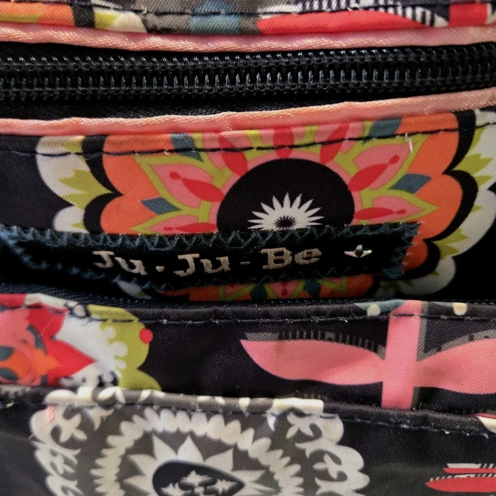 Ju Ju Be Dancing Dahlias floral Diaper Bag or cosmetic/ travel bag.Multi Pockets